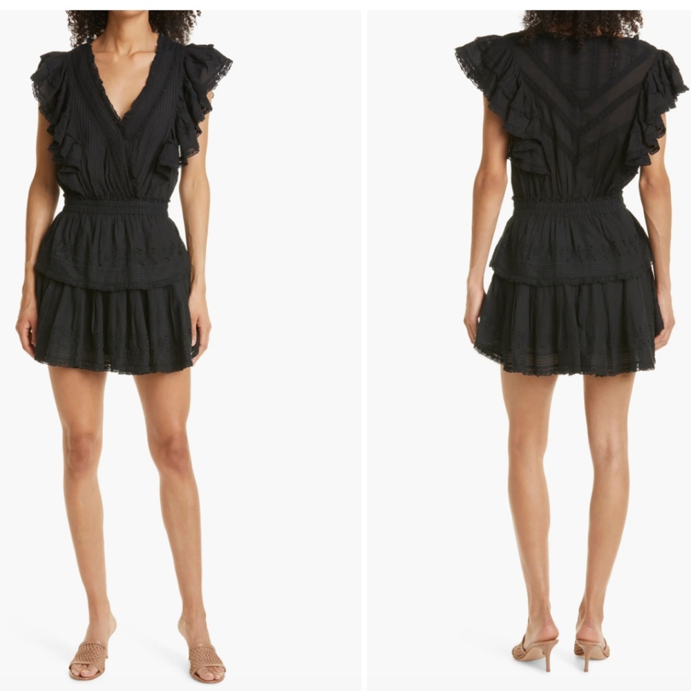 LoveShackFancy Gwen Ruffle Cotton Eyelet Minidress